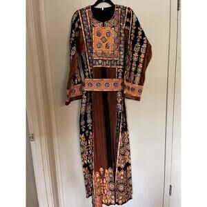 Palestinian Heavy Velvet Beaded Embroidered Colorful Thobe Arabic Dress